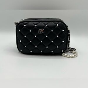 Badgley Mischka Quilted Camera Bag Black Vegan Leather NWT Sealed